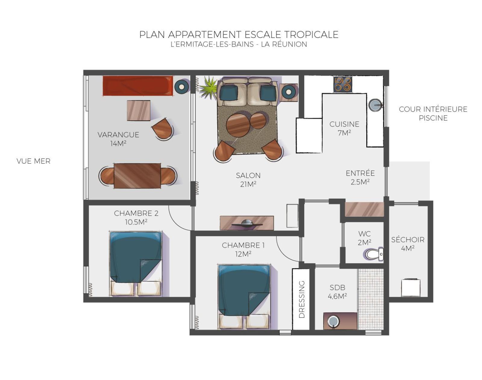 Escale Tropicale, Appart Vue Mer A 2 Min Du Lagon Apartment Saint-Gilles-les Bains Ngoại thất bức ảnh